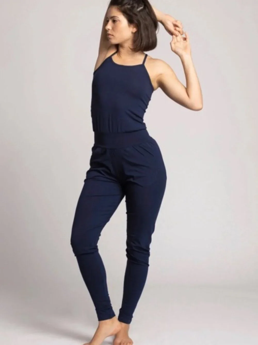 Navy Ripple Yogawear Jumpsuit Jogger Size M - Picture 9 of 9